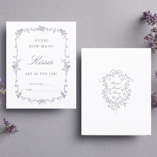 Papier Jeu de mariage 'Devinez combien' à la lavande clas