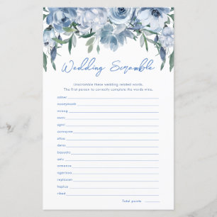 Papier Jeu de mariage Dusty Blue Wedding Scramble Baby Sh