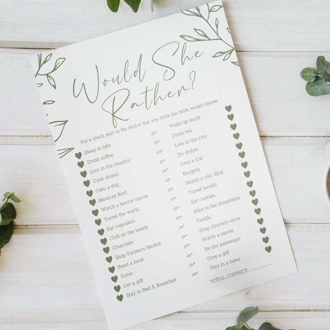 Papier Jeu de mariage Elle préférerait Sage Boho Fleurs (Créateur téléchargé)