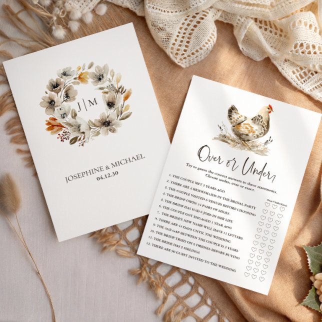 Papier Jeu de mariage Farm Chicken Over ou Under (Créateur téléchargé)