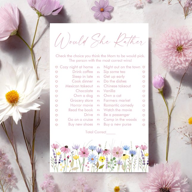 Papier Jeu de mariage 'Fleur des champs : Préfèrerait-ell (Créateur téléchargé)