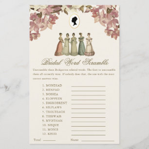 Papier Jeu de mariage floral Regency Mots Mêlés Shower de