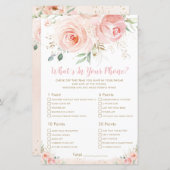 Papier Jeu de mariage floral rose pastel : Qu'est-ce que  (Devant / Derrière)