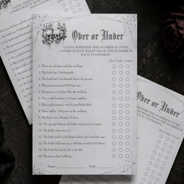 Papier Jeu de mariage gothique Halloween Over ou Under (Créateur téléchargé)