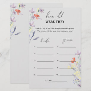 Papier Jeu de mariage Grey Boho Floral Quel âge avaient-i