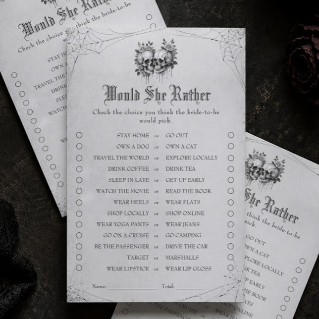Papier Jeu de mariage Halloween 'Préférerait-Elle' pour e (Créateur téléchargé)