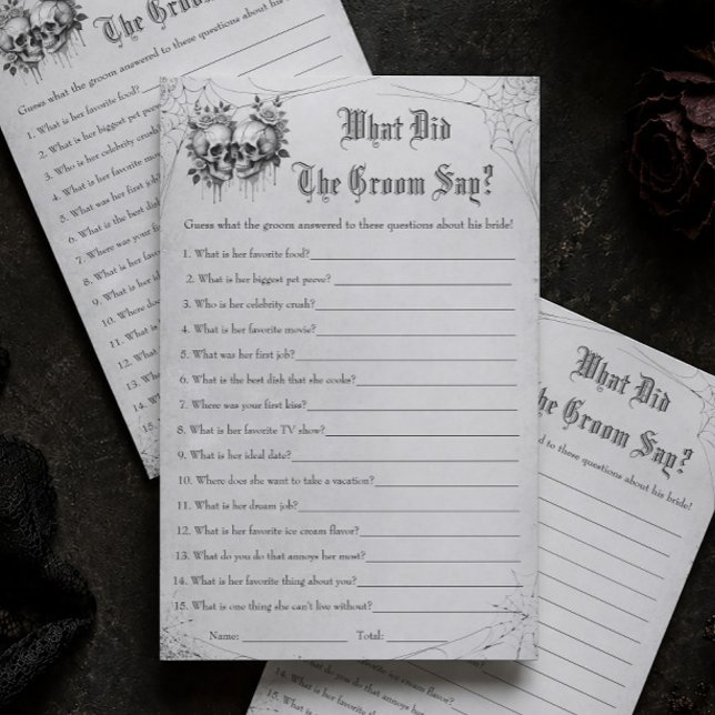 Papier Jeu de mariage Halloween Que a-t-il dit (Créateur téléchargé)