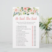 Papier Jeu de mariage Il a dit Elle a dit Fleurs roses pa (Debout devant)