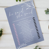 Papier Jeu De Mariage Il A Dit Qu'Elle A Dit Periwinkle F