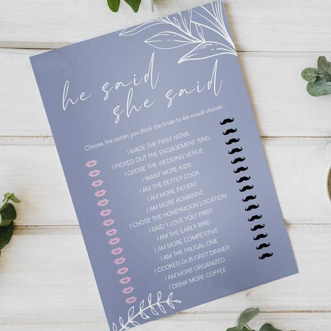 Papier Jeu De Mariage Il A Dit Qu'Elle A Dit Periwinkle F (Créateur téléchargé)