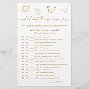 Papier Jeu de mariage papillon Qu'est-ce que le marié a d