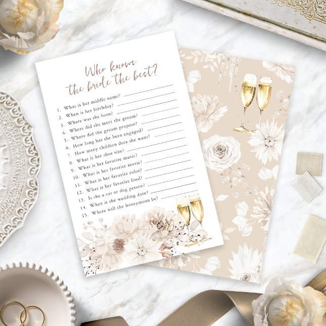 Papier Jeu de mariage Perles et Prosecco (Pearls and Prosecco Bridal Game
)