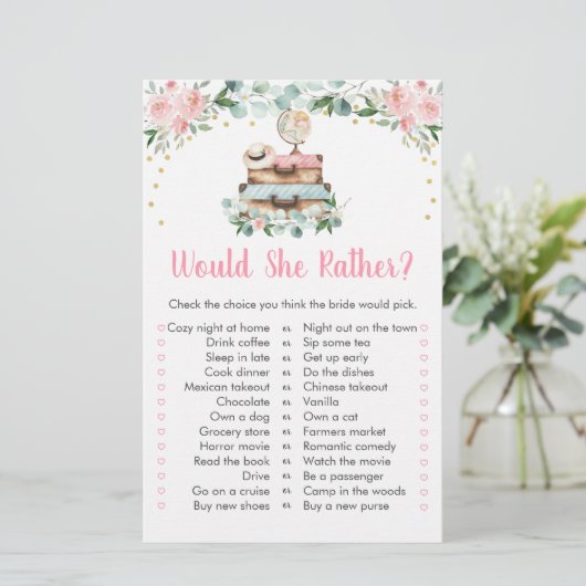 Papier Jeu de mariage 'Plutôt que' sur le thème des fleur (Debout devant)