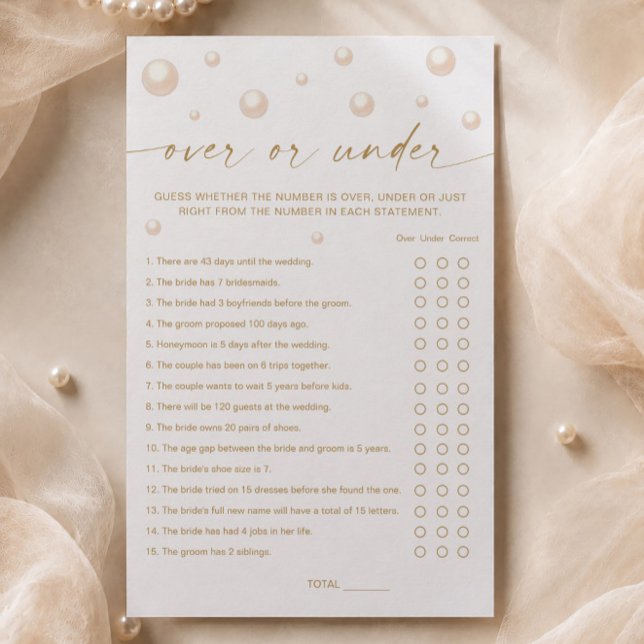 Papier Jeu de mariage Prosecco Perles : Plus ou Moins (Créateur téléchargé)