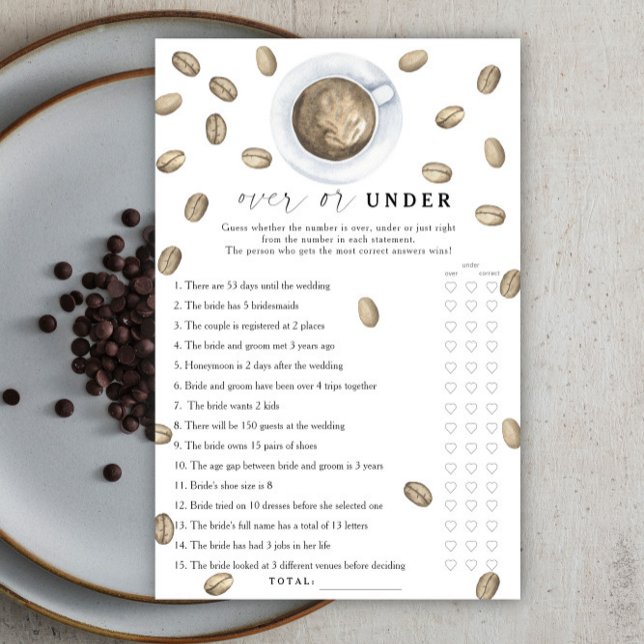Papier Jeu de mariage sur ou sous le thème du café (Créateur téléchargé)