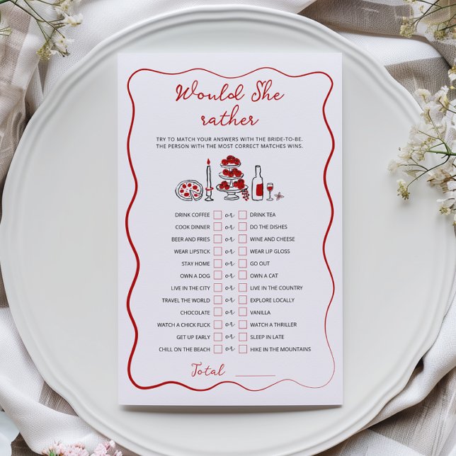 Papier Jeu de mariage That's Amore Would She Rather (Créateur téléchargé)