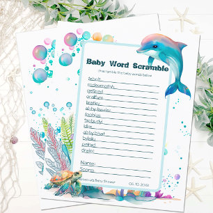 Papier Jeu de mots de Baby shower sous-marin mignons