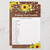 Papier Jeu de mots de Fête des mariées Rustic Sunflower L (Devant / Derrière)