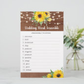 Papier Jeu de mots de Fête des mariées Rustic Sunflower L (Debout devant)