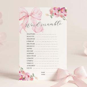 Papier Jeu de mots mêlés Baby Shower Arc en Rose Floral