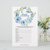 Papier Jeu de mots mêlés Baby Shower Garçon Bleu (Debout devant)