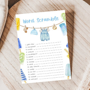 Papier Jeu de mots mêlés Baby Shower Garçon Popsicle
