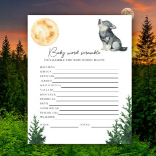 Papier Jeu de mots mêlés Baby shower Loup