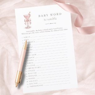 Papier Jeu de mots mêlés Baby Shower Pink Tini One Girl