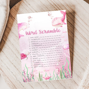 Papier Jeu de mots mêlés Baby Shower Sous l'océan Rose