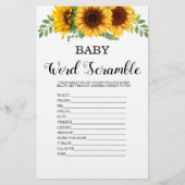Papier Jeu de mots mêlés Baby Shower Tournesol (Devant)
