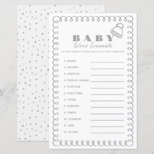 Papier Jeu de mots mêlés bébé chapeau gris dessiné à la m