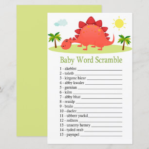 Papier jeu de mots mêlés bébé dinosaure