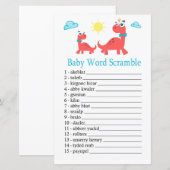 Papier Jeu de mots mêlés bébé dinosaure rouge (Devant / Derrière)
