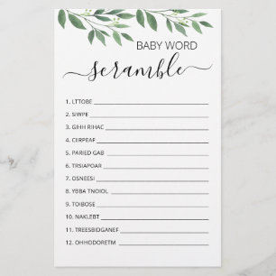 Papier Jeu de mots mêlés bébé Jeu de fête pour Baby Showe