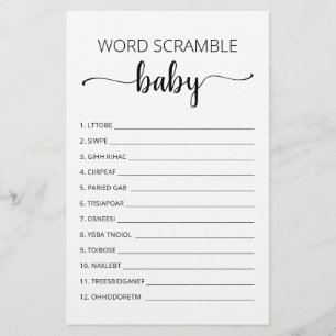 Papier Jeu de mots mêlés bébé Jeu de fête pour Baby Showe