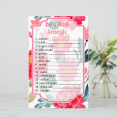 Papier Jeu de mots mêlés bébé rose aquarelle (Debout devant)