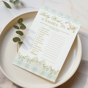 Papier Jeu de Mots Mêlés Bébé Silly Goose Sage Baby Showe