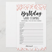 Papier Jeu de mots mêlés d'anniversaire avec réponses (Devant / Derrière)