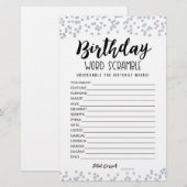 Papier Jeu de mots mêlés d'anniversaire avec réponses (Devant / Derrière)
