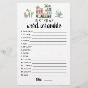 Papier Jeu de mots mêlés d'anniversaire avec réponses