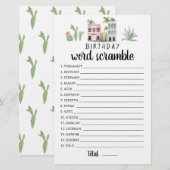 Papier Jeu de mots mêlés d'anniversaire avec réponses (Devant / Derrière)