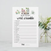 Papier Jeu de mots mêlés d'anniversaire avec réponses (Debout devant)