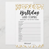 Papier Jeu de mots mêlés d'anniversaire avec réponses (Devant / Derrière)