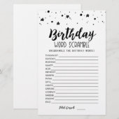 Papier Jeu de mots mêlés d'anniversaire avec réponses (Devant / Derrière)