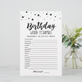 Papier Jeu de mots mêlés d'anniversaire avec réponses (Debout devant)