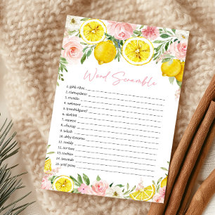 Papier Jeu de mots mêlés Fleurs roses et citron