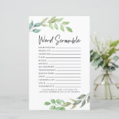 Papier Jeu de mots mêlés pour Baby Shower en verdure (Debout devant)