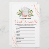 Papier Jeu de mots mêlés pour Baby Shower Fille aux corau (Devant / Derrière)