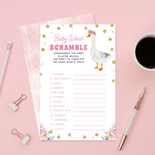 Papier Jeu de mots mêlés pour Baby Shower Silly Goose