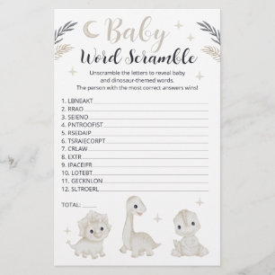 Papier Jeu de Mots Mêlés pour Baby Shower sur le Thème de